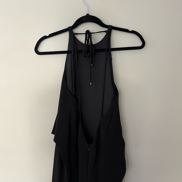 Halston Heritage Black High-Neck Gown with Draped Ruffle Back - Picture 4 of 5